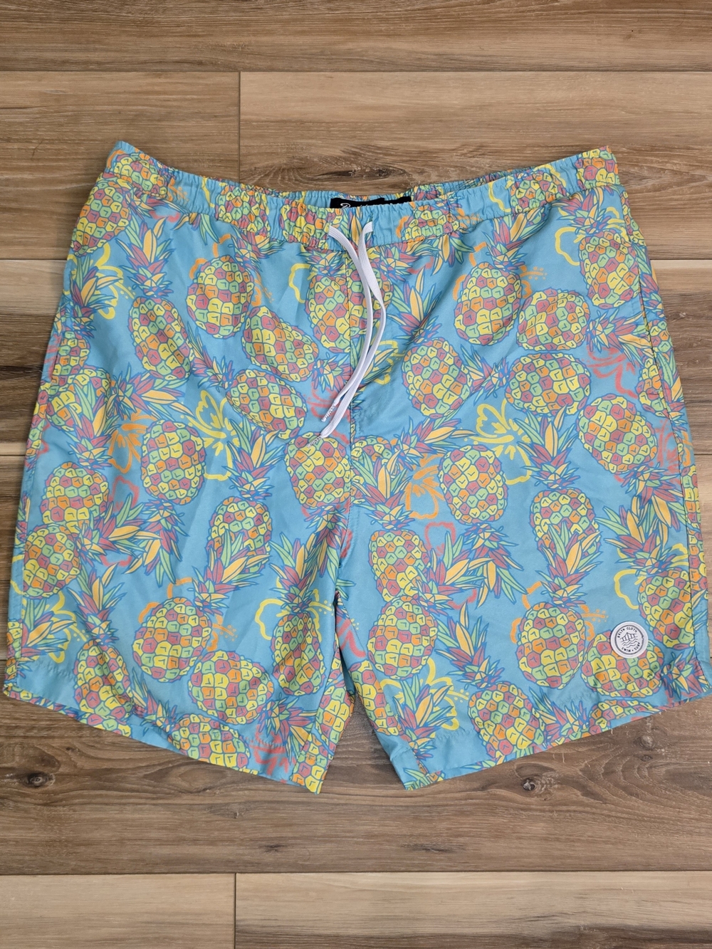 Brooklyn Cloth Teal Pineapple Print Swim Trunks